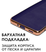 Стильный глянцевый чехол для SAMSUNG GALAXY S25 (не ULTRA/ FE/ PLUS!) с кольцом-подставкой и бархатной подкладкой