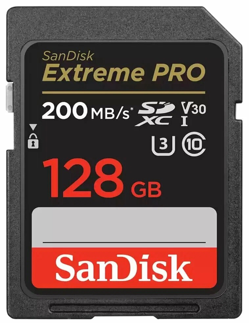 SanDisk Extreme PRO SDXC 128 ГБ Class 10 UHS-I U3 V30 (R/W 200/90 Mb/s)