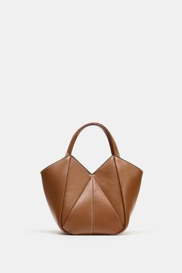 ZARA МИНИ-СУМКА-ШОПЕР, КОРИЧНЕВЫЙ