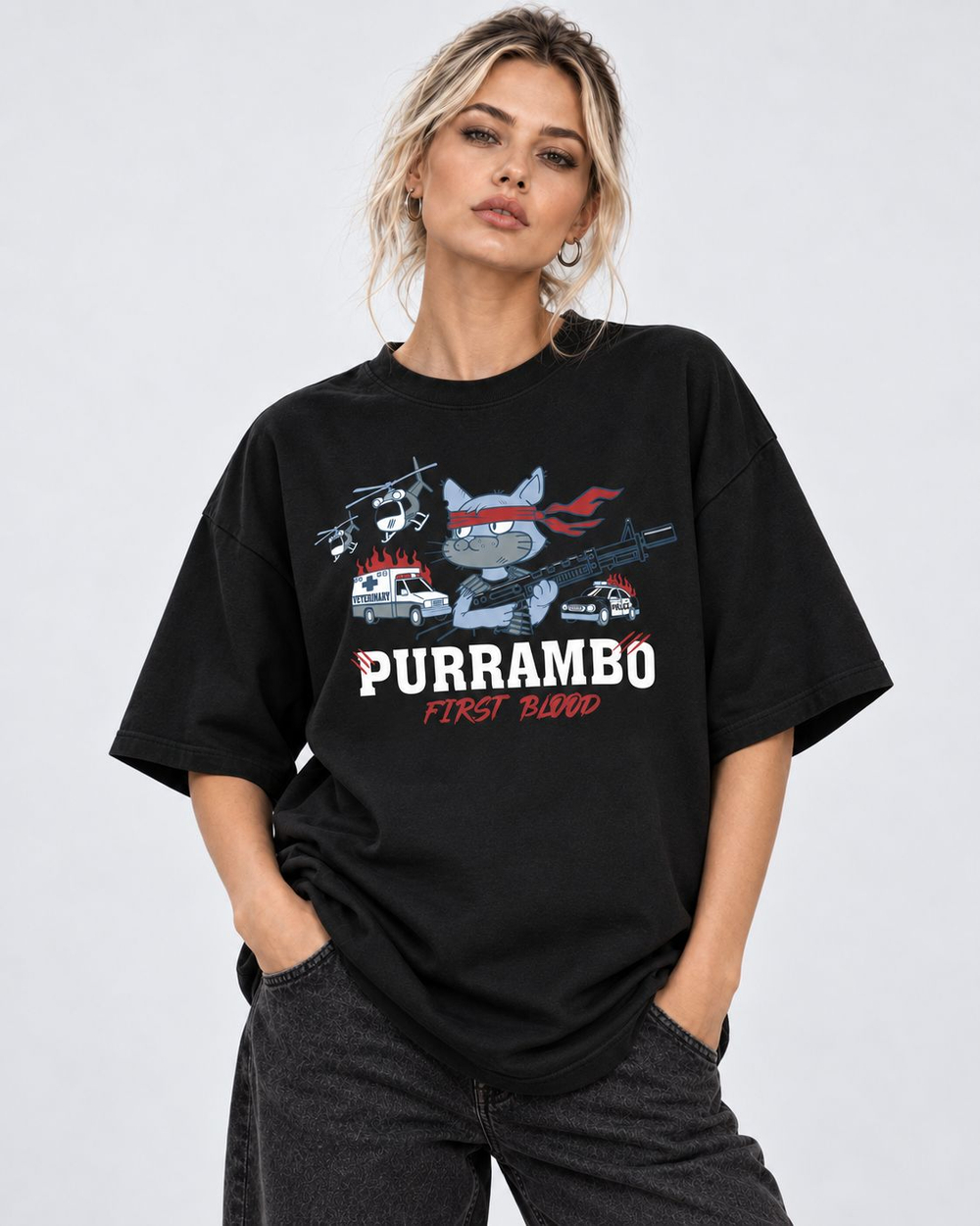 Футболка oversize РАМБО черная