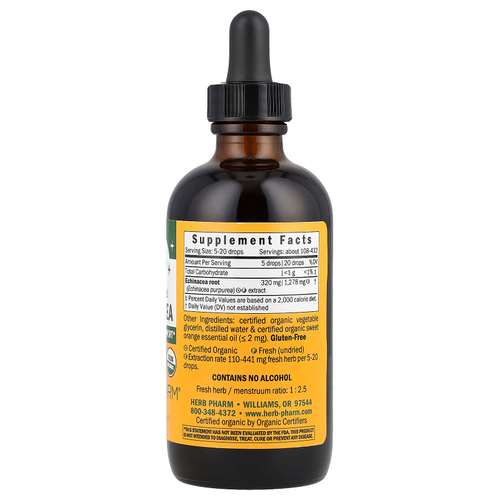 Herb Pharm, эхинацея для детей, без спирта, с апельсиновым вкусом, 120 мл