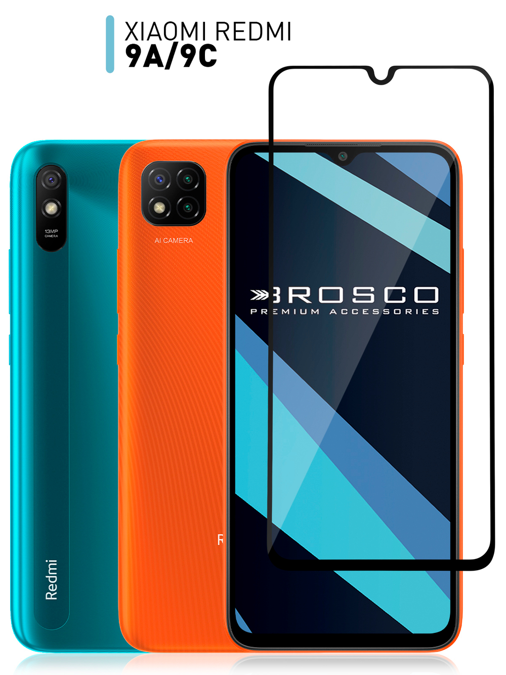 Защитное стекло ROSCO для Xiaomi Redmi 9A;Xiaomi Redmi 9C оптом (арт. XM-R9C-FSP-GLASS-BLACK)