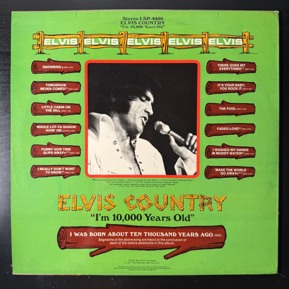 Elvis Presley ‎– Elvis Country (Германия 1971г.)