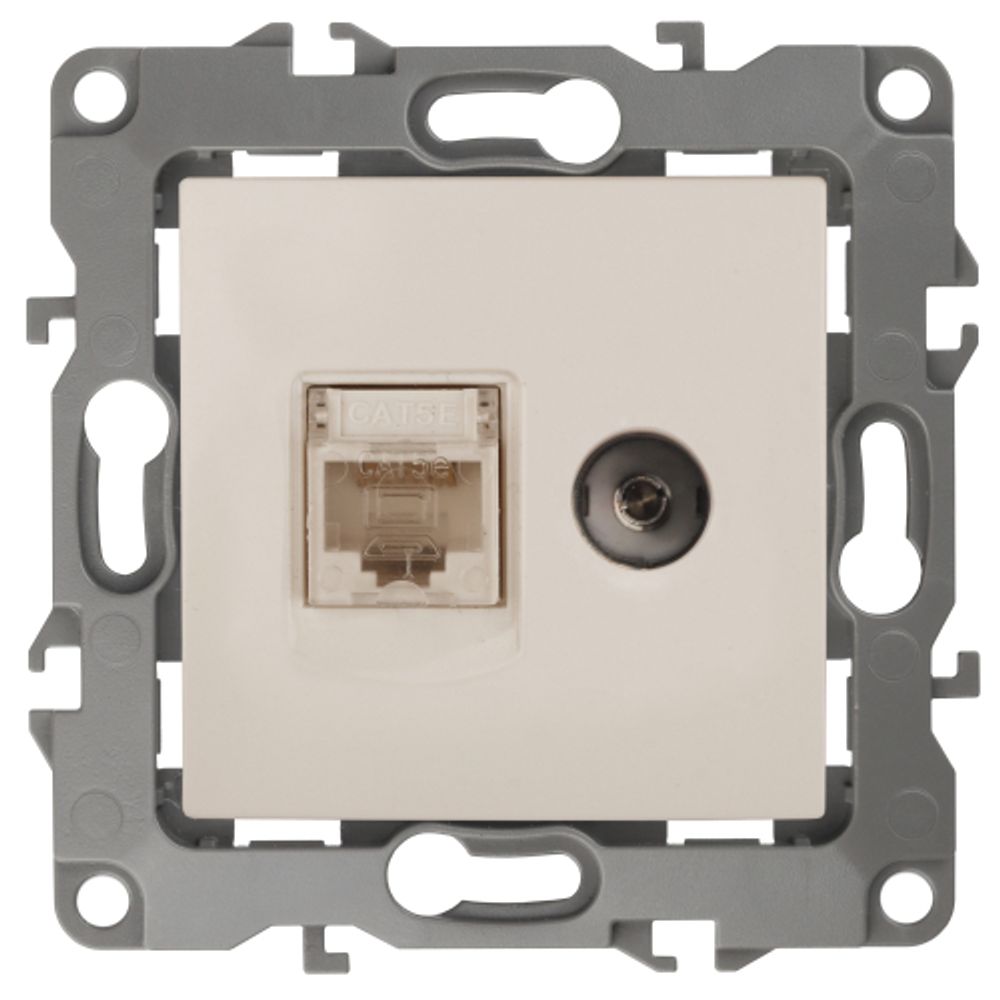 Розетка ЭРА Серия 12 12-3110-02 комбинированная RJ45+TV IP20 слоновая кость | Эра 12