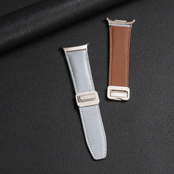 Ремешок из натуральной кожи серого цвета от Dux Ducis для смарт часов Samsung Watch Ultra 47MM, серия YA Series