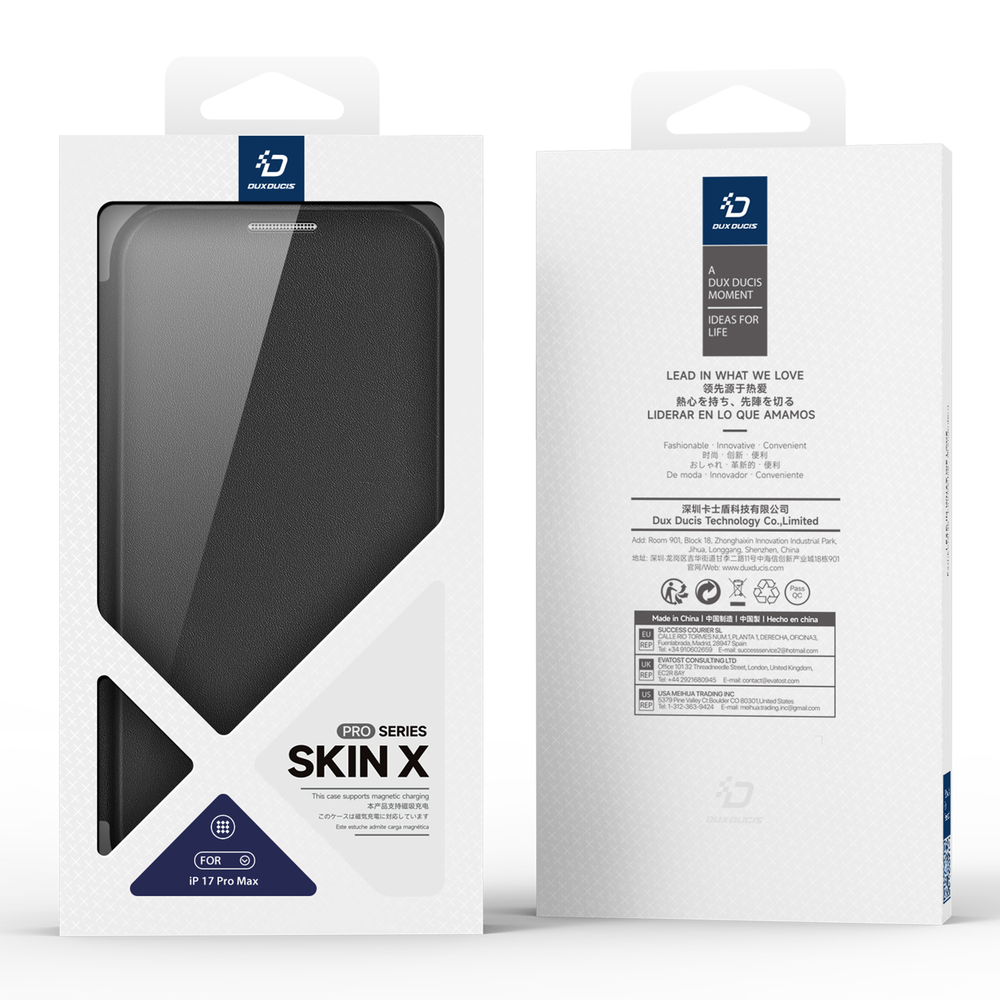Чехол книжка с поддержкой MagSafe от Dux Ducis для iPhone 17 Pro Max, серия Skin X Pro Series Case (версия с магнитной откидной подставкой)