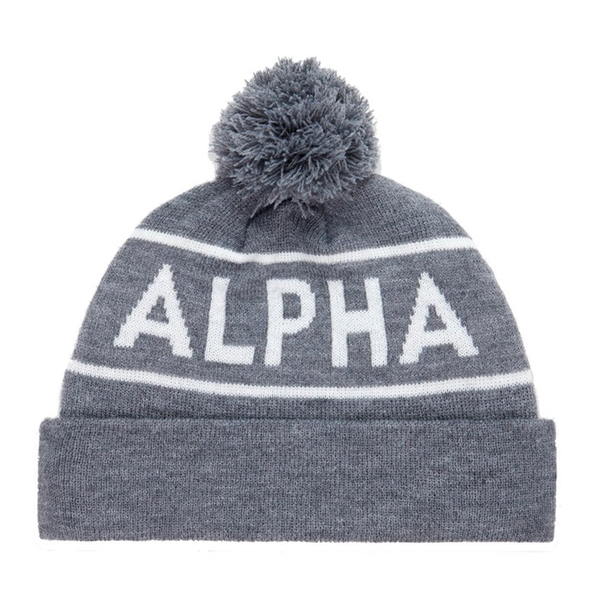 Шапка Alpha Industries Essential Pom Beanie Medium Charcoal Heather (Серая)
