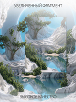 Фотообои на стену 3D флизелиновые, на кухню, в спальню моющиеся белая пещера с деревом