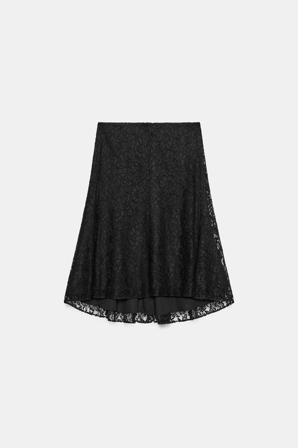 ZARA КРУЖЕВНАЯ ЮБКА МИДИ — ZW COLLECTION, ЧЕРНЫЙ