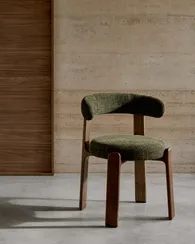 Стул Granite из зеленой синели и массива ясеня с отделкой под орех