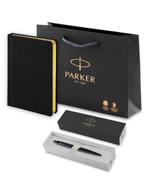 Подарочный набор: Шариковая ручка Parker  Jotter XL SE20 Monochrome в подарочной упаковке, цвет: Black, стержень: Mblue и Ежедневник недатированный А5