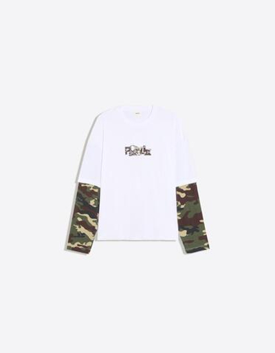 Мужская футболка с двойными рукавами и принтом - BERSHKA