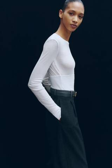 H&M X WARDROBE.NYC Укороченный топ с длинными рукавами, белый