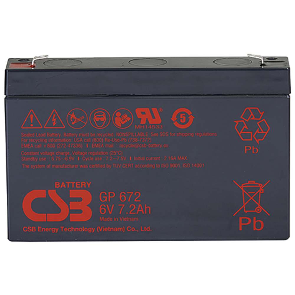 Аккумулятор CSB GP672 - AGM ( 6В / 7,2Ач )