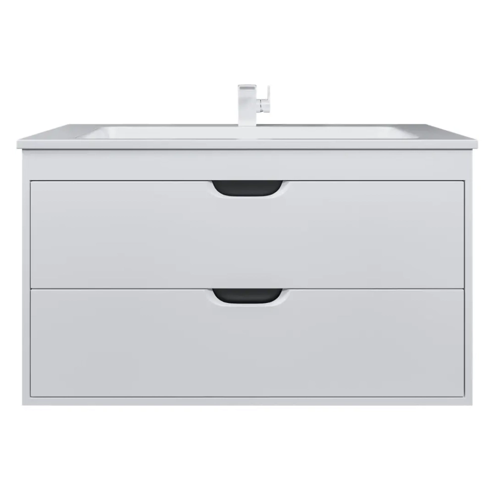 Тумба с раковиной для ванной Uperwood Modul 100 см, подвесная, матовая, белая/графит