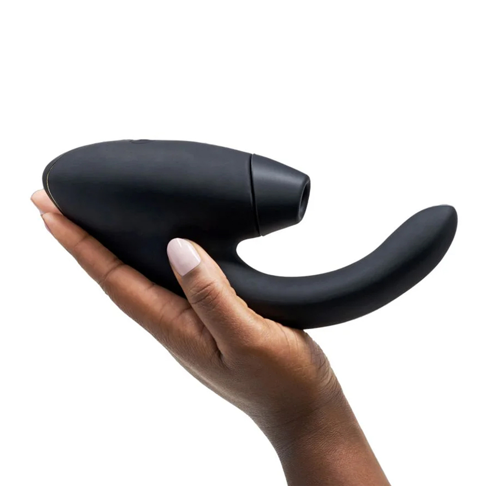 Черный вибратор 19,2см с вакуумным клиторальным стимулятором Womanizer InsideOut Dual G-Spot & Clitoral Stimulator Black WZ07AC0100