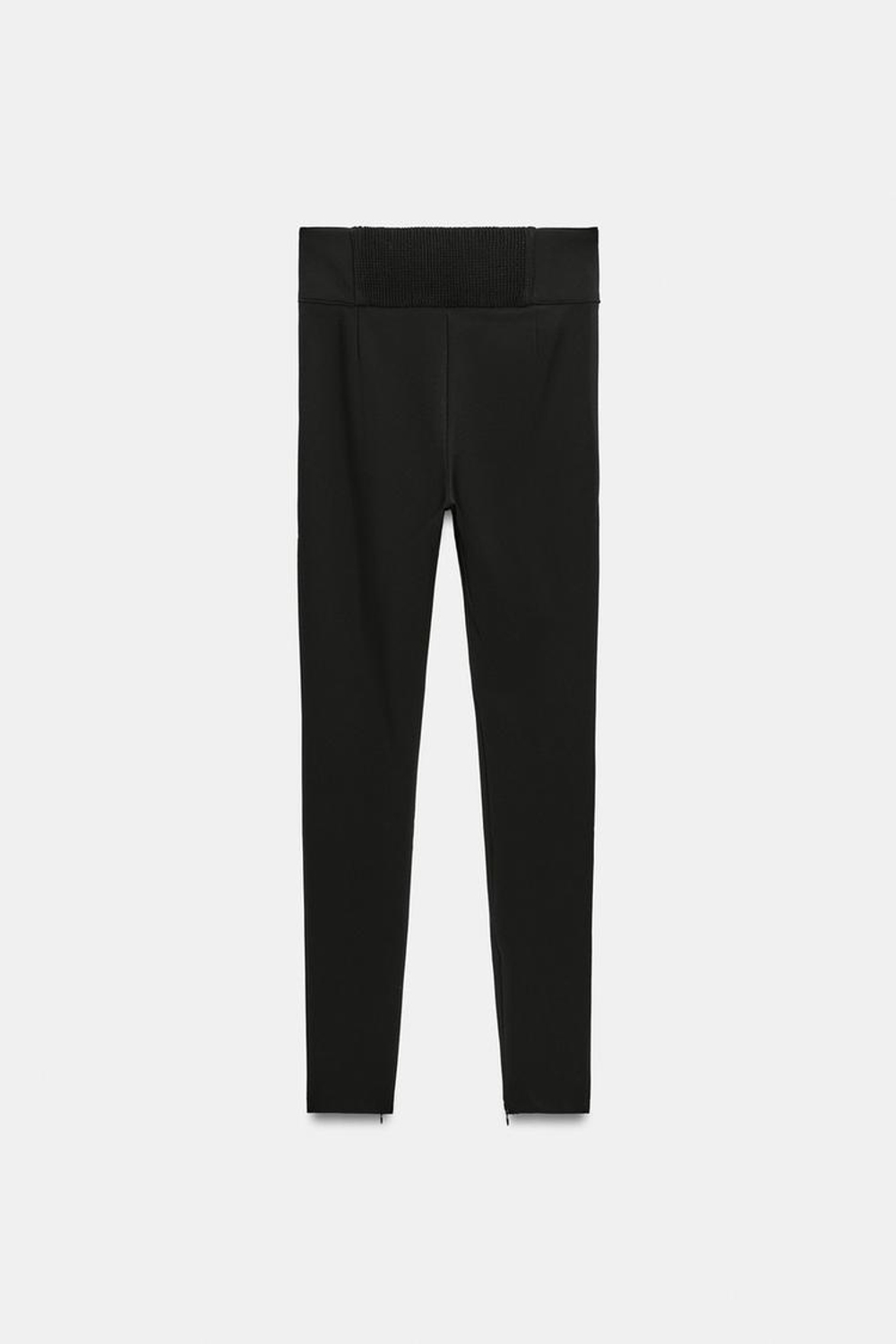 ZARA ЛЕГИНСЫ С ПОЯСОМ В РУБЧИК И МОЛНИЯМИ, ЧЕРНЫЙ