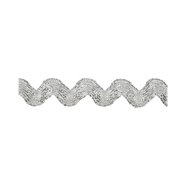 Тесьма отделочная зигзаг 9 мм, 30 м, серебро, Gamma JZ-9M