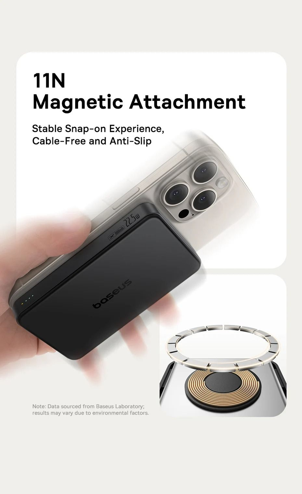 Power bank внешний аккумулятор черный магнитный беспроводной QI2 Magsafe 10000mAh 22.5W BASEUS