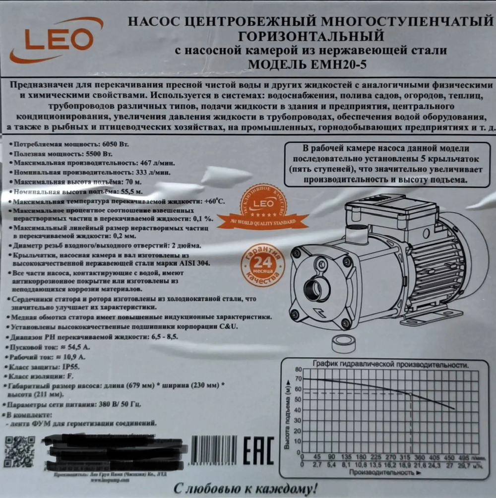 Насос "LEO" модель EMH20-5