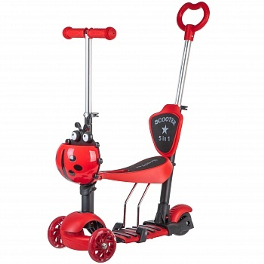 Самокат Novatrack Disco-kids Saddle PRO для детей, трансформер, свет.колеса PU 120*90мм