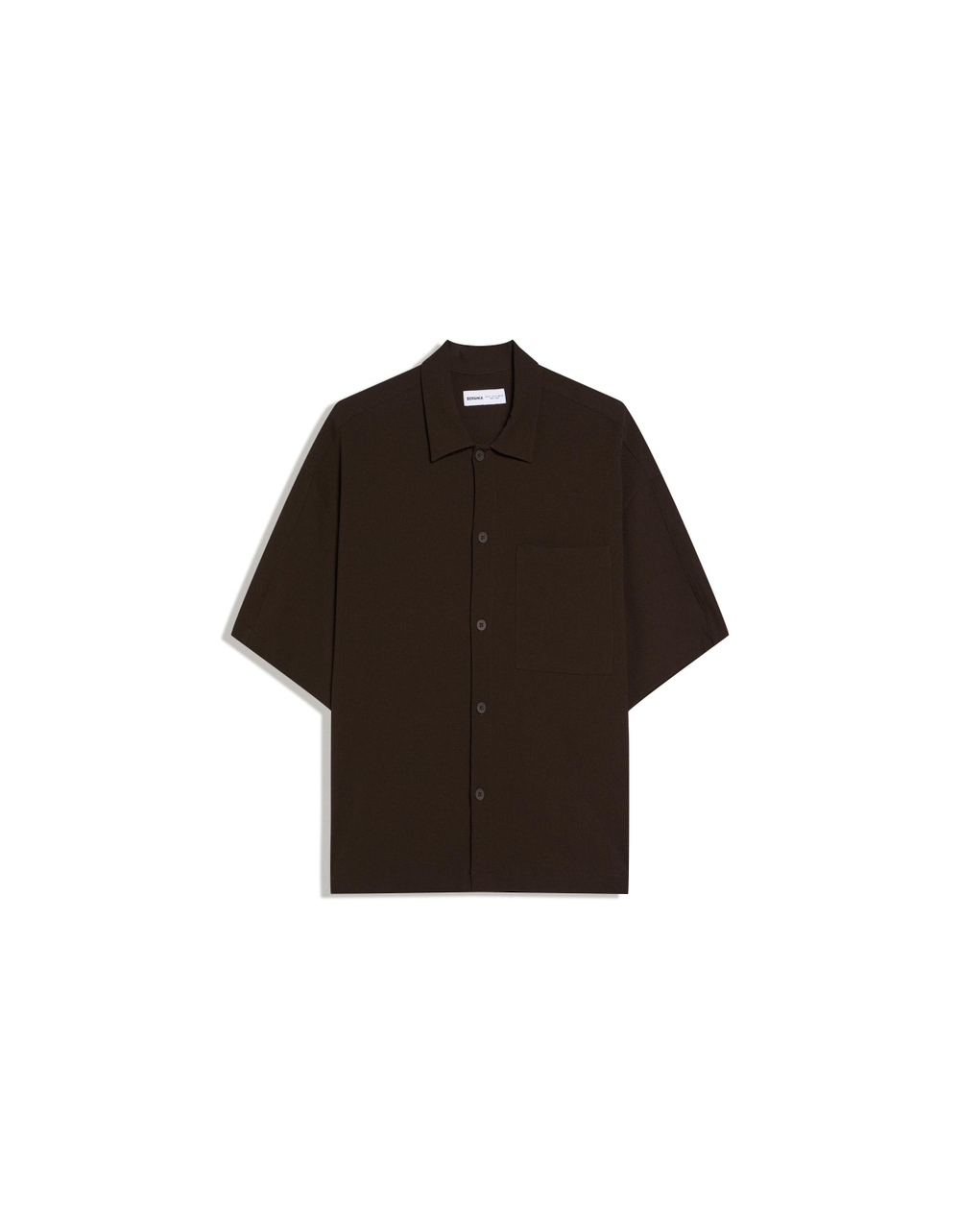 Мужская плиссированная рубашка boxy fit с коротким рукавом - BERSHKA