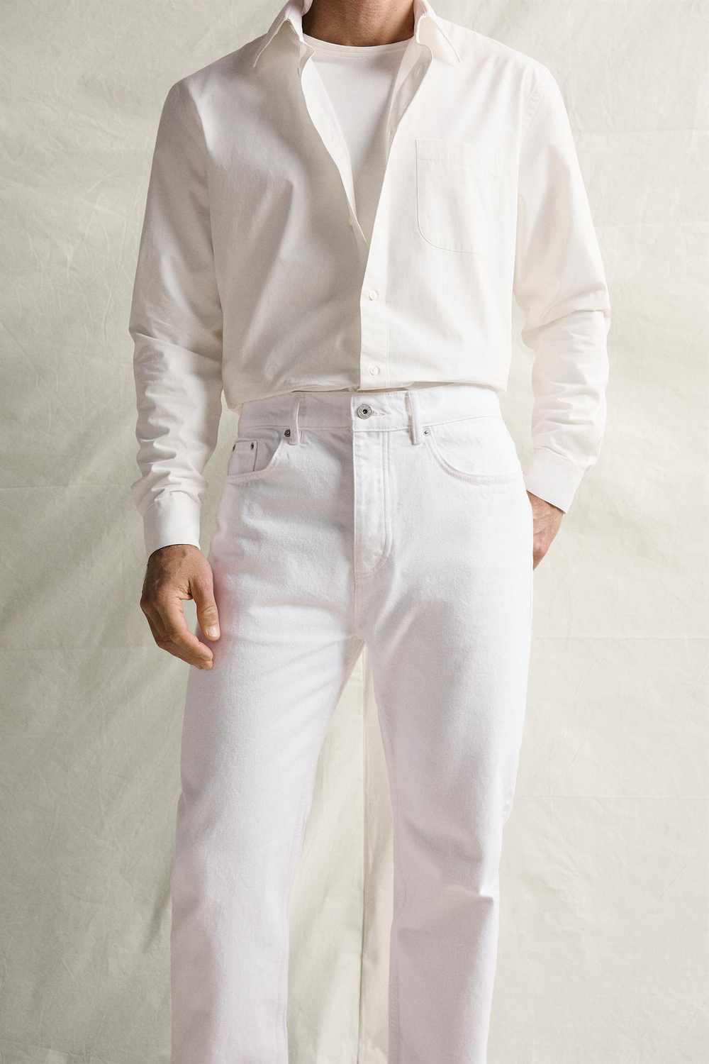 ZARA ДЖИНСЫ STRAIGHT FIT, БЕЛЫЙ