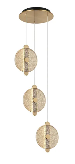 Светильник подвесной светодиодный NewRgy 7065RMD-3BS/CE BRASS+BLACK, 30 Вт, чёрный и латунный