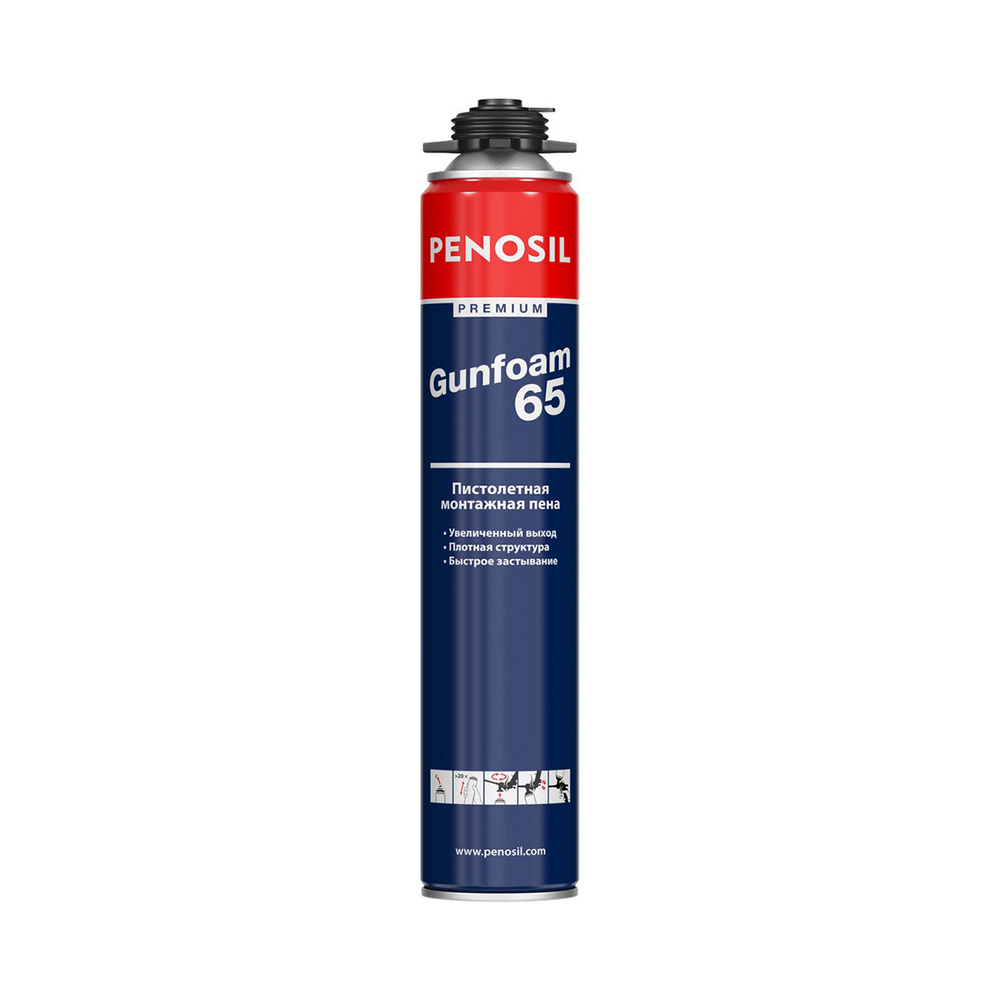 Пена полиуретановая монтажная профессиональная Penosil Premium Gunfoam 65, 870 мл
