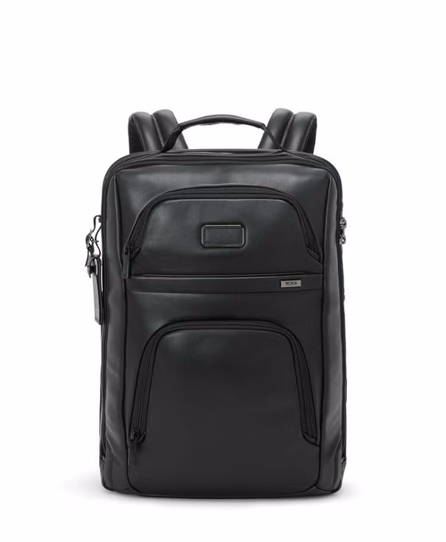 Рюкзак кожаный с расширением для ноутбука 17"/Black