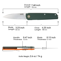Нож складной SRM 408L-GX Qrick Satin (14C28N, Green/Orange G10)