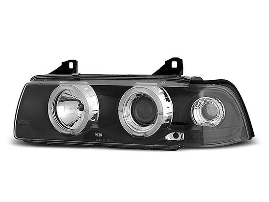 Передние фары Bmw 3 E36 angel eyes black