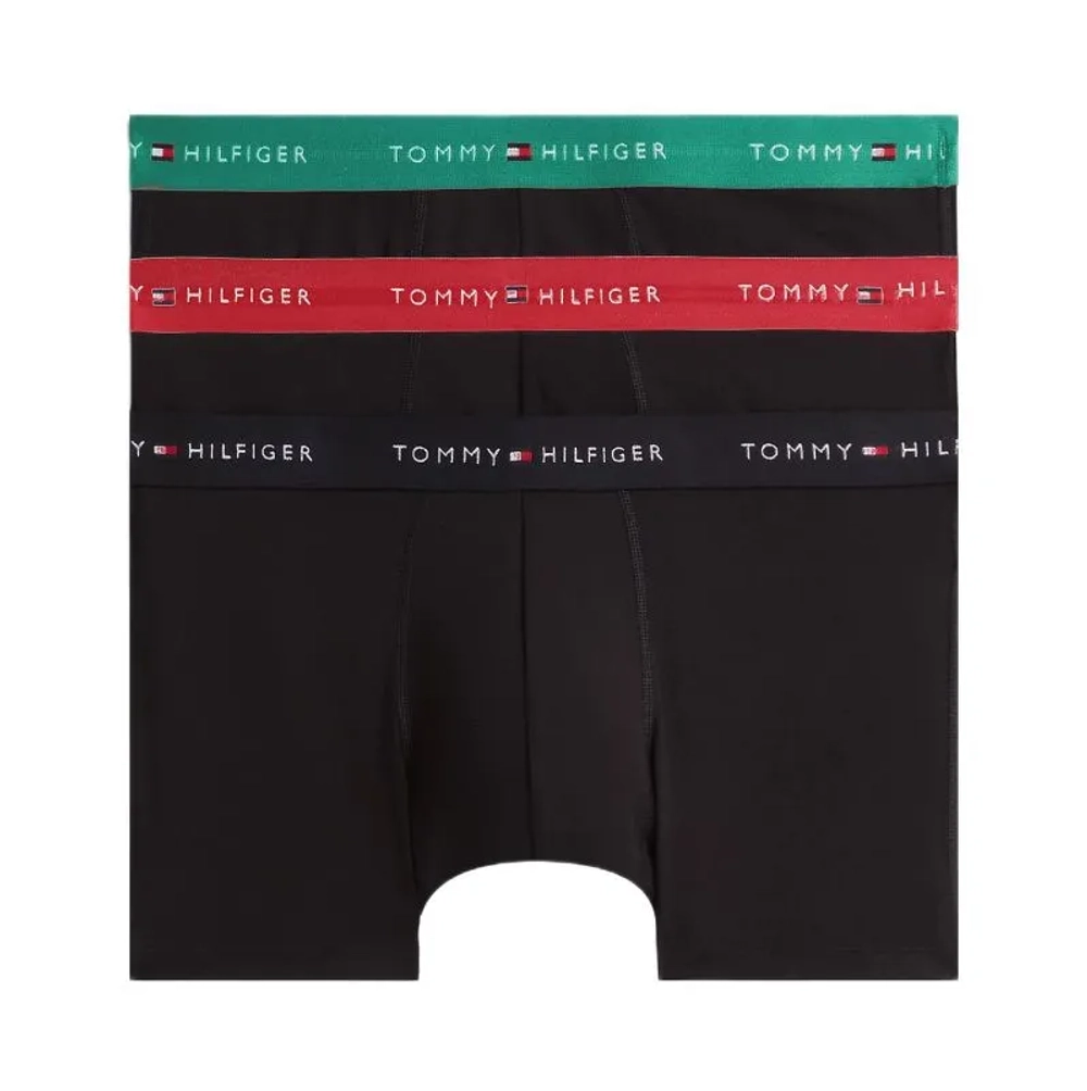 Мужские спортивные боксеры Tommy Hilfiger Cotton Trunk 3P - alaskan green/medium red/black