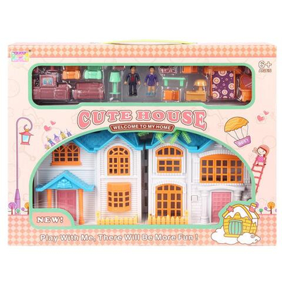 Игрушечный дом для куклы с мебелью и фигурками коробка 2277