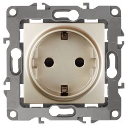 Розетка ЭРА Серия 12 12-2001-04 с заземлением 2P+E Schuko 16A-250В IP20 без м.лапок шампань | Эра 12