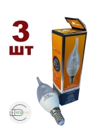 Светодиодная LED лампа CA37 6W E14 тёпл. пр. 3шт