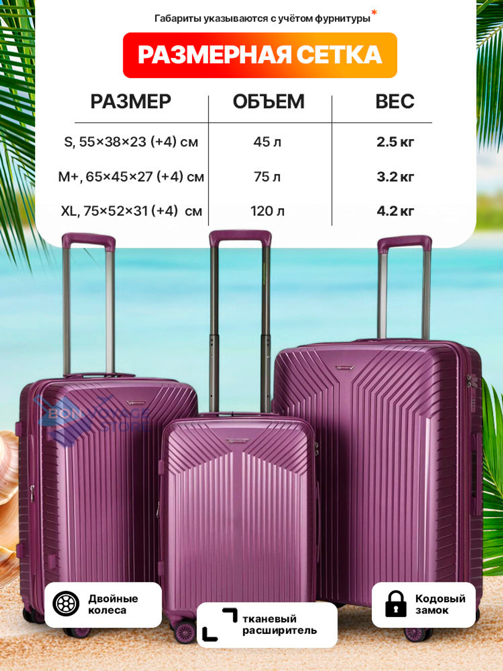 Средний чемодан Mironpan 11272, Мятный, M+