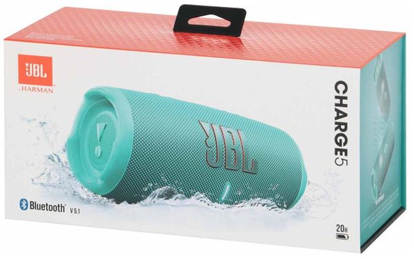 Портативная акустика JBL Charge 5, 40 Вт, бирюзовый