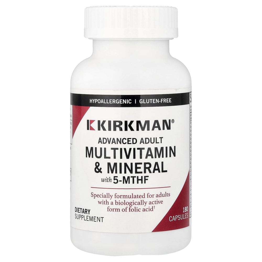 Kirkman Labs, Мультивитамины и минералы для взрослых с 5-МТГФ, 180 капсул