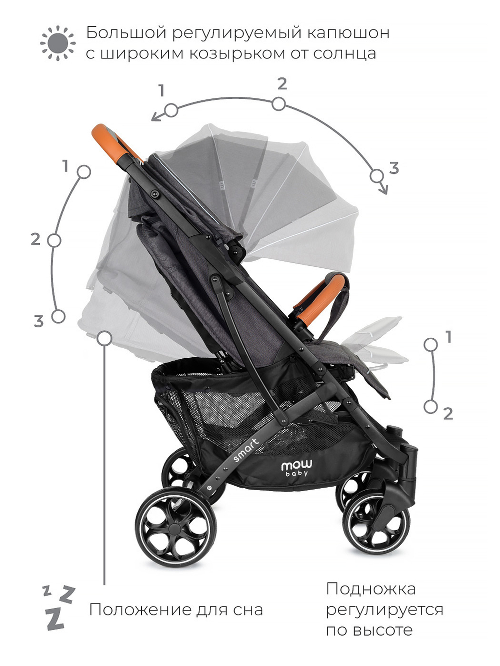 Коляска детская MOWBaby "SMART" MB101 Graphite