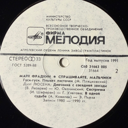 Виниловая пластинка Сборник Марк Фрадкин – Спрашивайте, Мальчики LP Мелодия