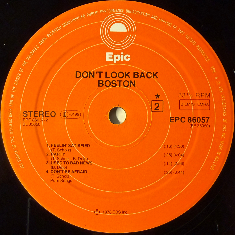 Boston - Don't Look Back (Голландия 1978г.)