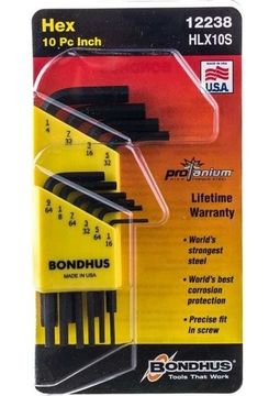 Набор из 10 дюймовых черных ключей BONDHUS S 1/16-1/4" 12238
