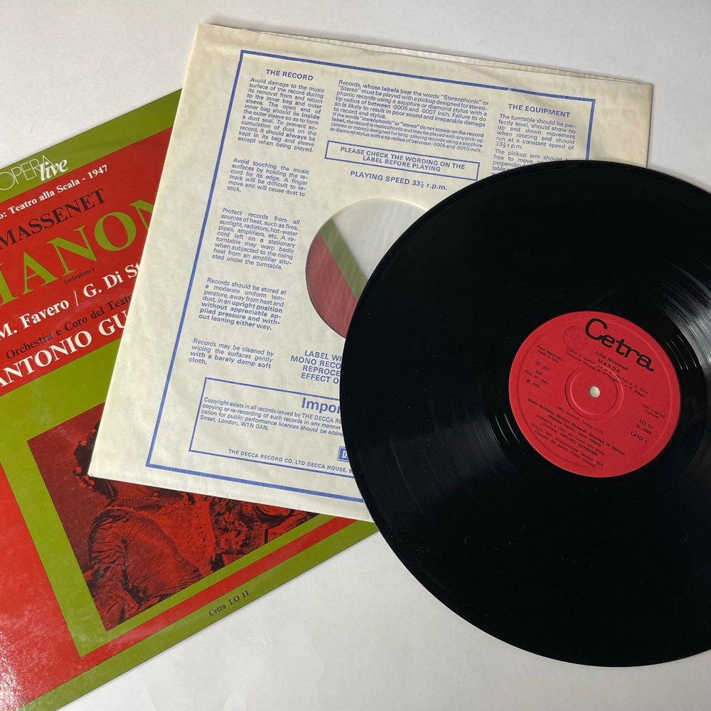 Винтажная виниловая пластинка LP Massenet, Orchestra Del Teatro Alla Scala, Antonio Guarnieri Manon (Selezione) (Milano: Teatro Alla Scala - 1947) (Италия 1976)