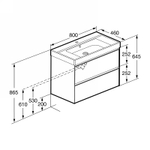 Roca A857630510 Ona Тумба под умывальник подвесная, 785x450x565 мм, 2 ящика, бежево-серый матовый