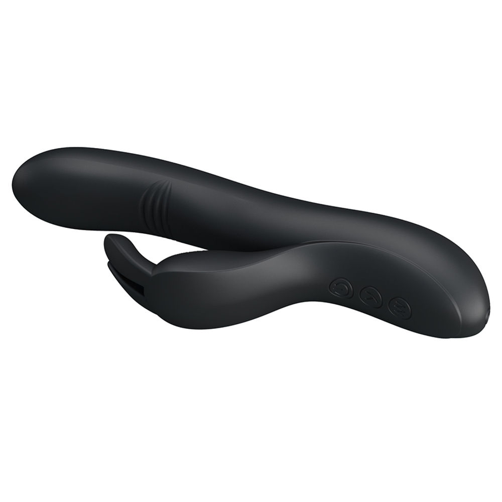Черный вибратор-кролик 21см с имитацией фингеринга Pretty Love Dylan Vibrator Rabbit BW-068002-1