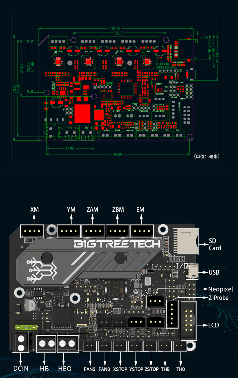 Плата управления Bigtreetech SKR Mini E3 V.3.0 для 3d принтера