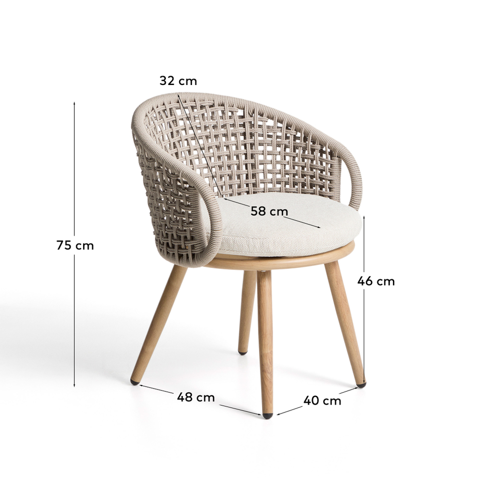 Уличный стул La Forma (ex Julia Grup) Lidario из алюминия с отделкой под дерево и бежевой веревки
