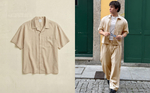 Мужская плиссированная рубашка boxy fit с коротким рукавом - BERSHKA