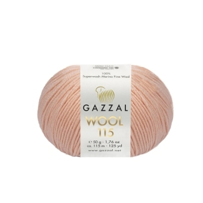 Пряжа GAZZAL Wool 115 цвет 3309 персик 50 гр. 115 м 100% тонкая шерсть мериноса супервош